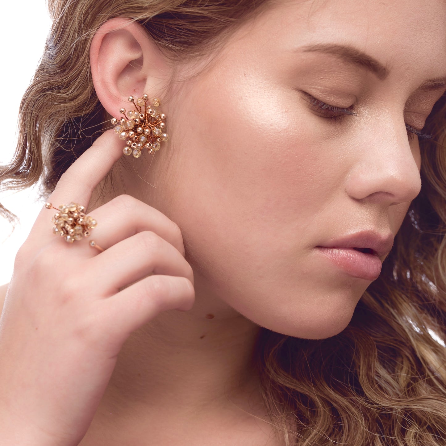 Multi layered, 18 Karat Gold Filled Wire hand-crocheted golden ring. Handmade in brazil