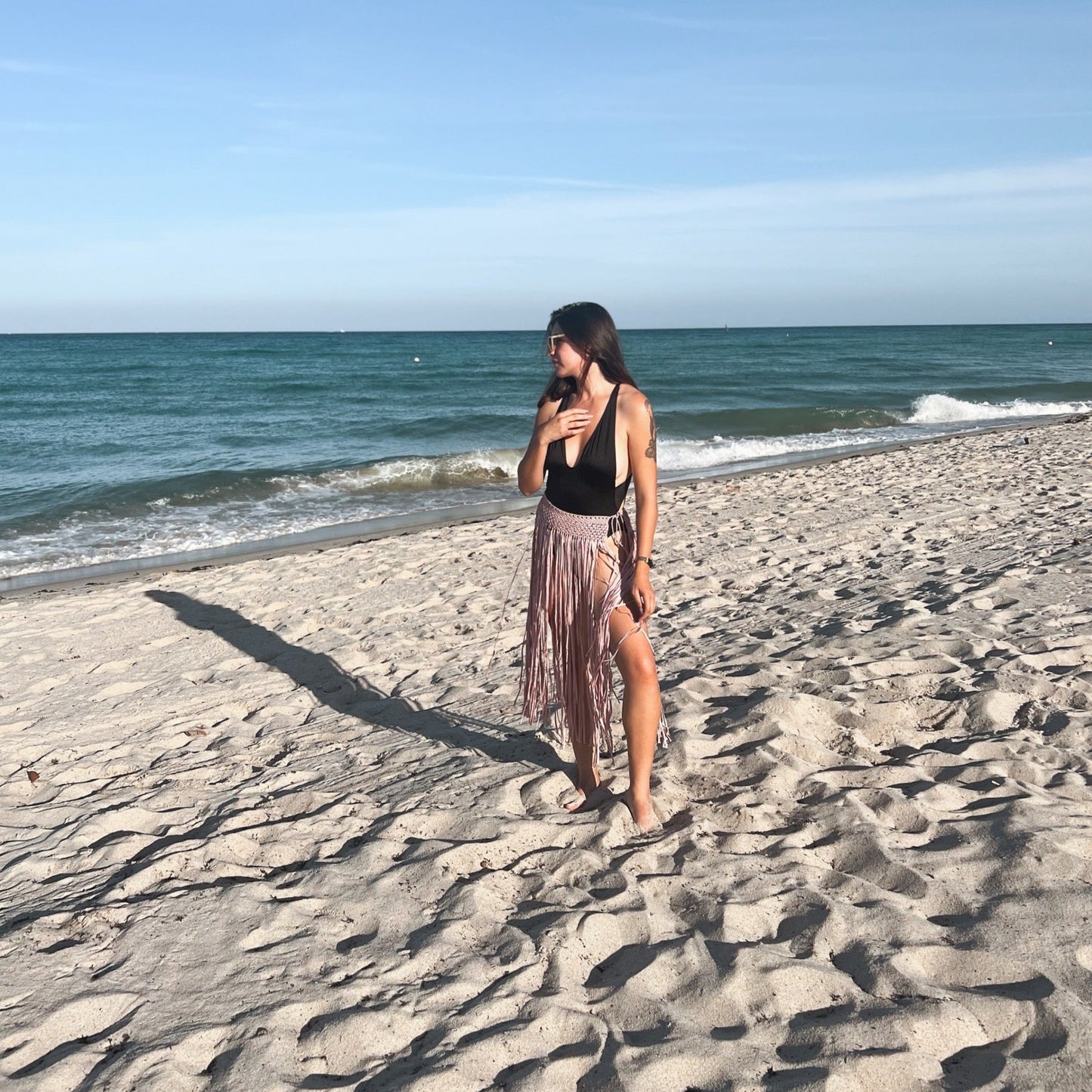 Anya Macrame Skirt or Beach Cover Up with tassels. One size fits all. Weaving width: 3