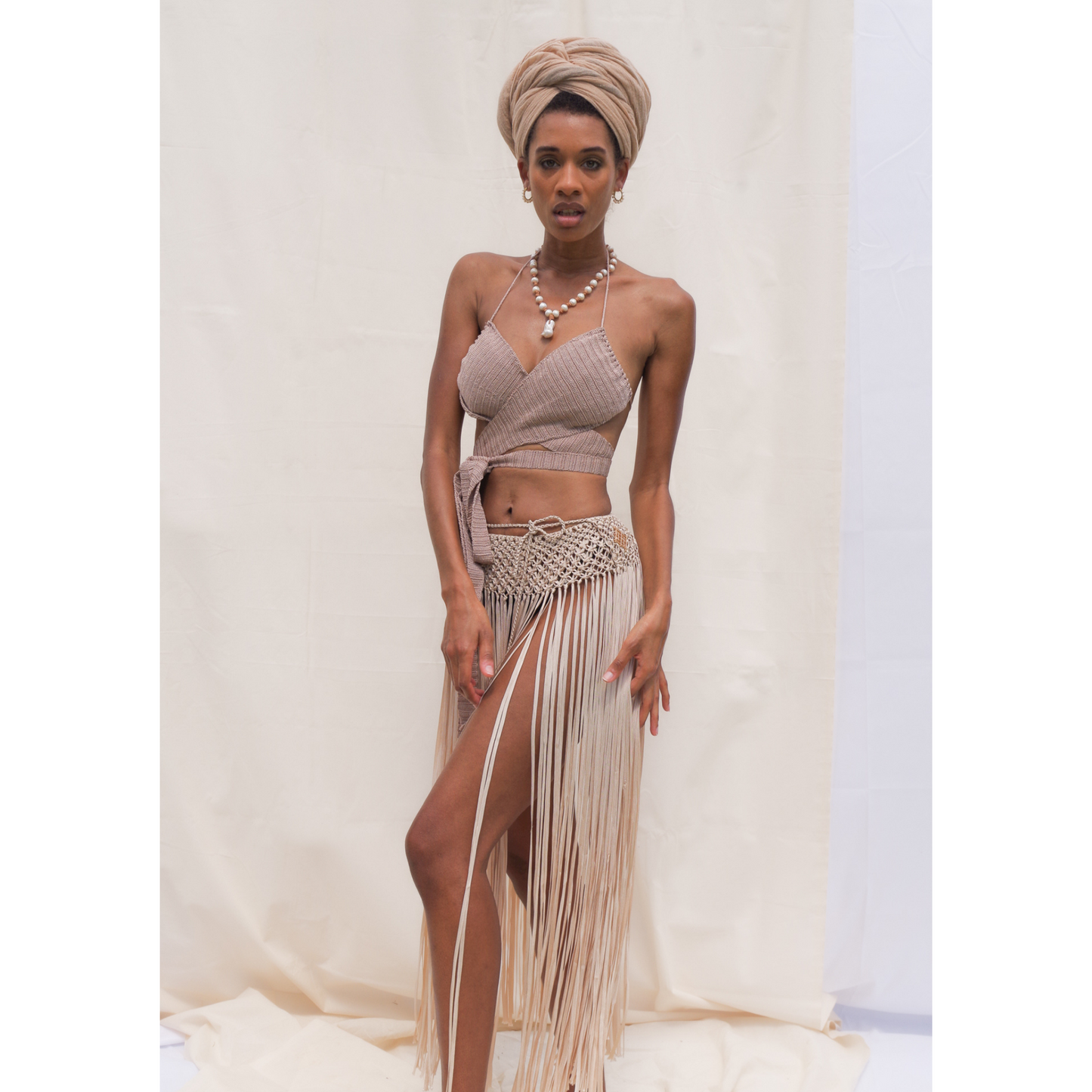 Anya Macrame Skirt or Beach Cover Up with tassels. One size fits all. Weaving width: 3