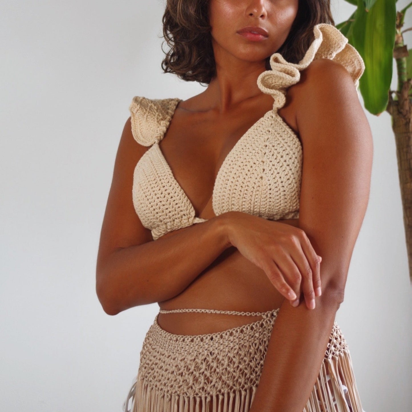 Handmade crochet ruffled Bralette top. Crafted with attention to detail, 100% cotton