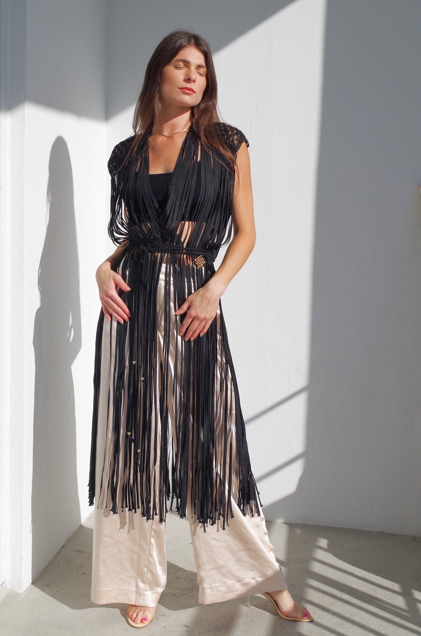 Black Aura Macrame Dress Cover Up  Beach cover up Festival Clothing or Rave Outfit