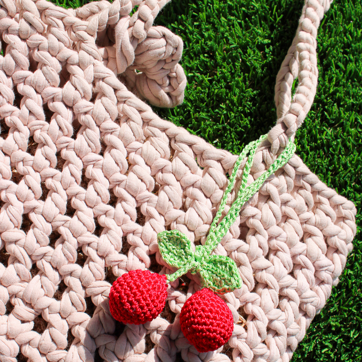 Cherry Fruit Crochet Bag Charm