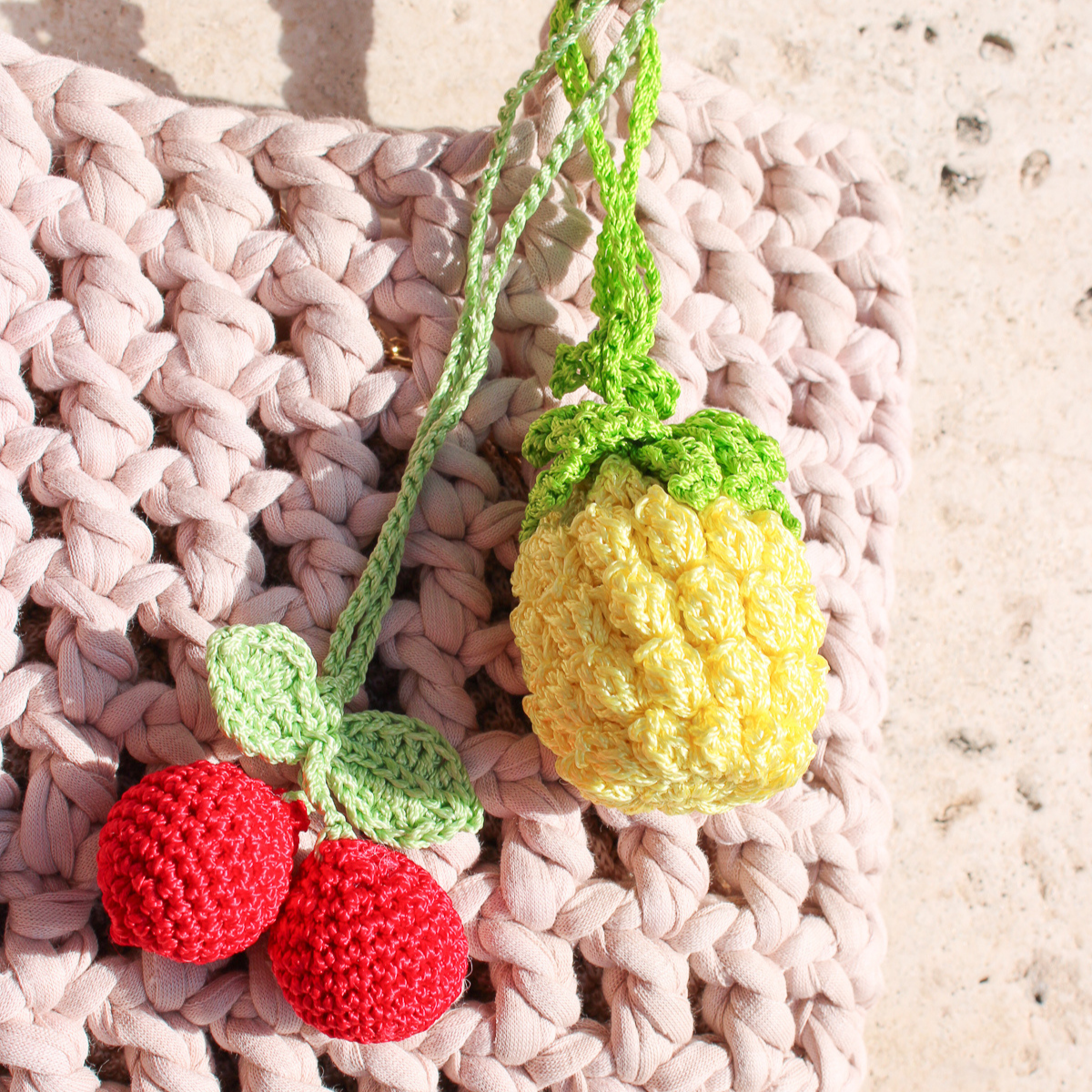 Cherry Fruit Crochet Bag Charm