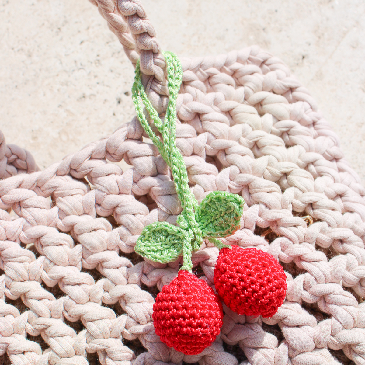 Cherry Fruit Crochet Bag Charm