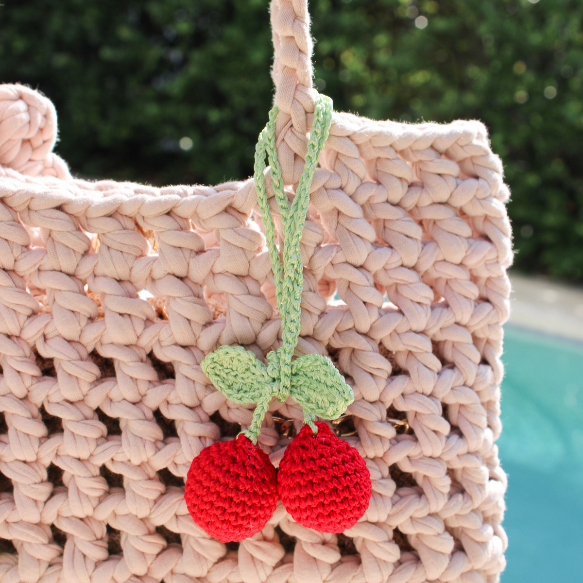 Cherry Fruit Crochet Bag Charm