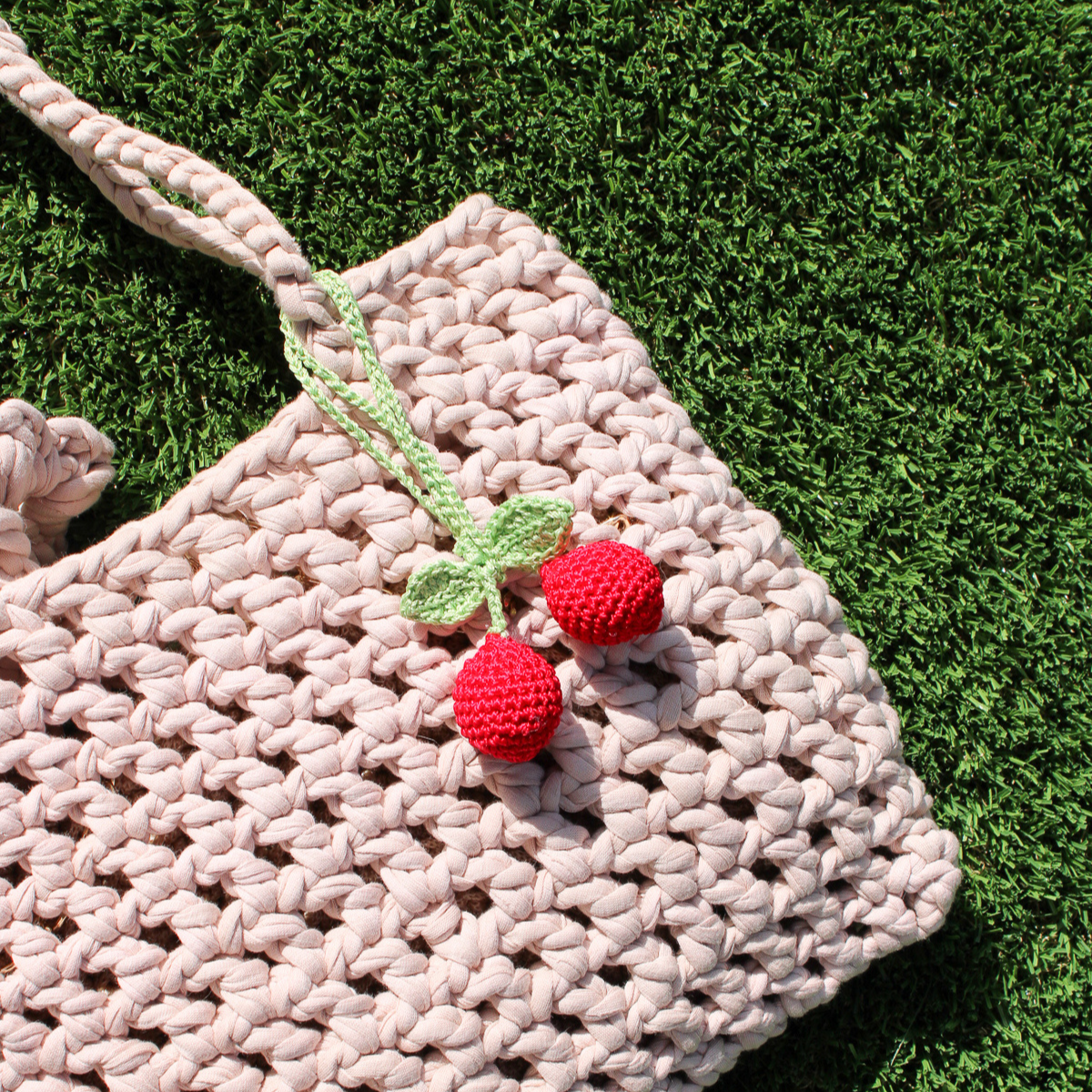 Cherry Fruit Crochet Bag Charm