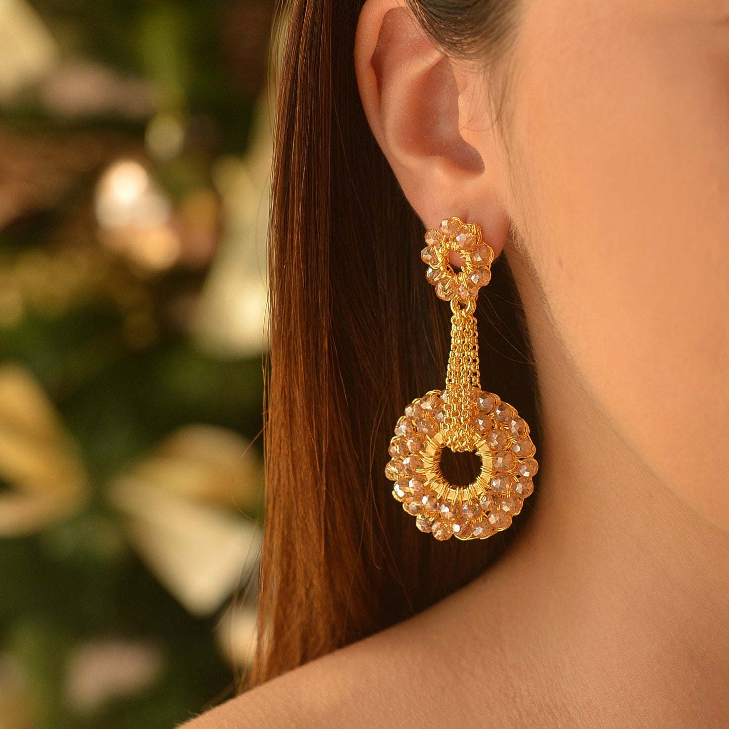 Lightweight crochet dangles with citrine Handmade crochet beaded earrings - 18 karat gold filled copper wire and create a statement look without the weight or bulk! versatile accessories