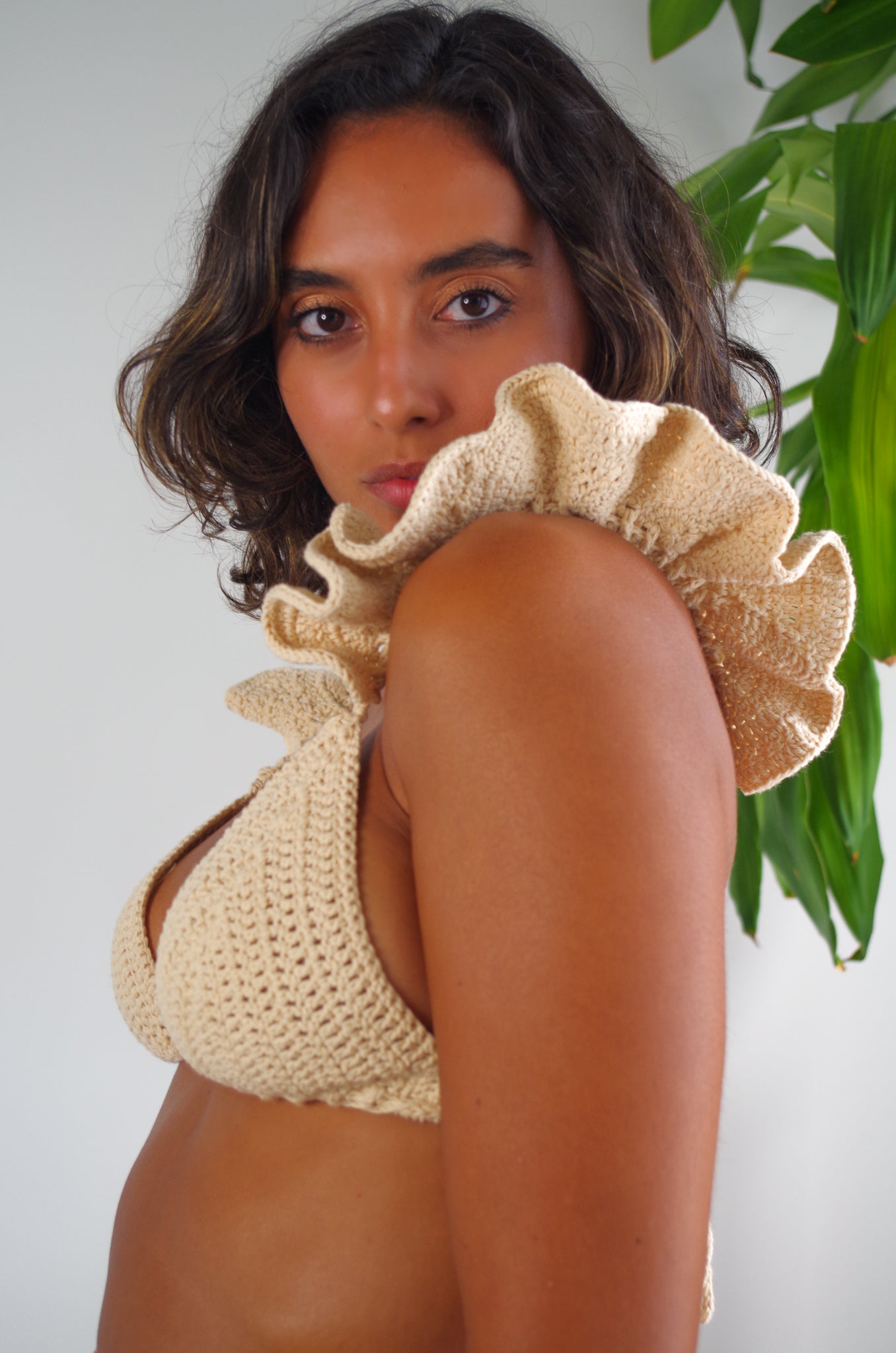 Handmade crochet ruffled Bralette top. Crafted with attention to detail, 100% cotton