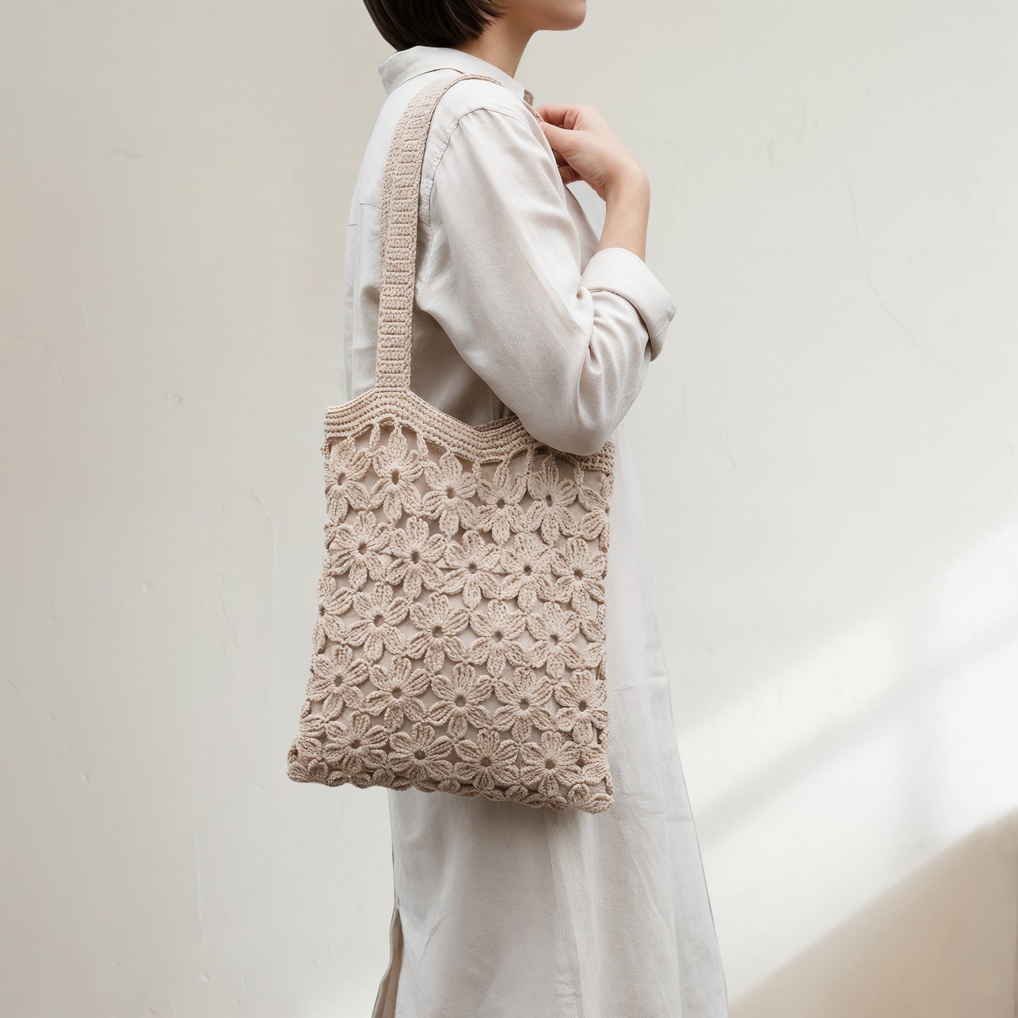 Crochet Flower Tote Bag
