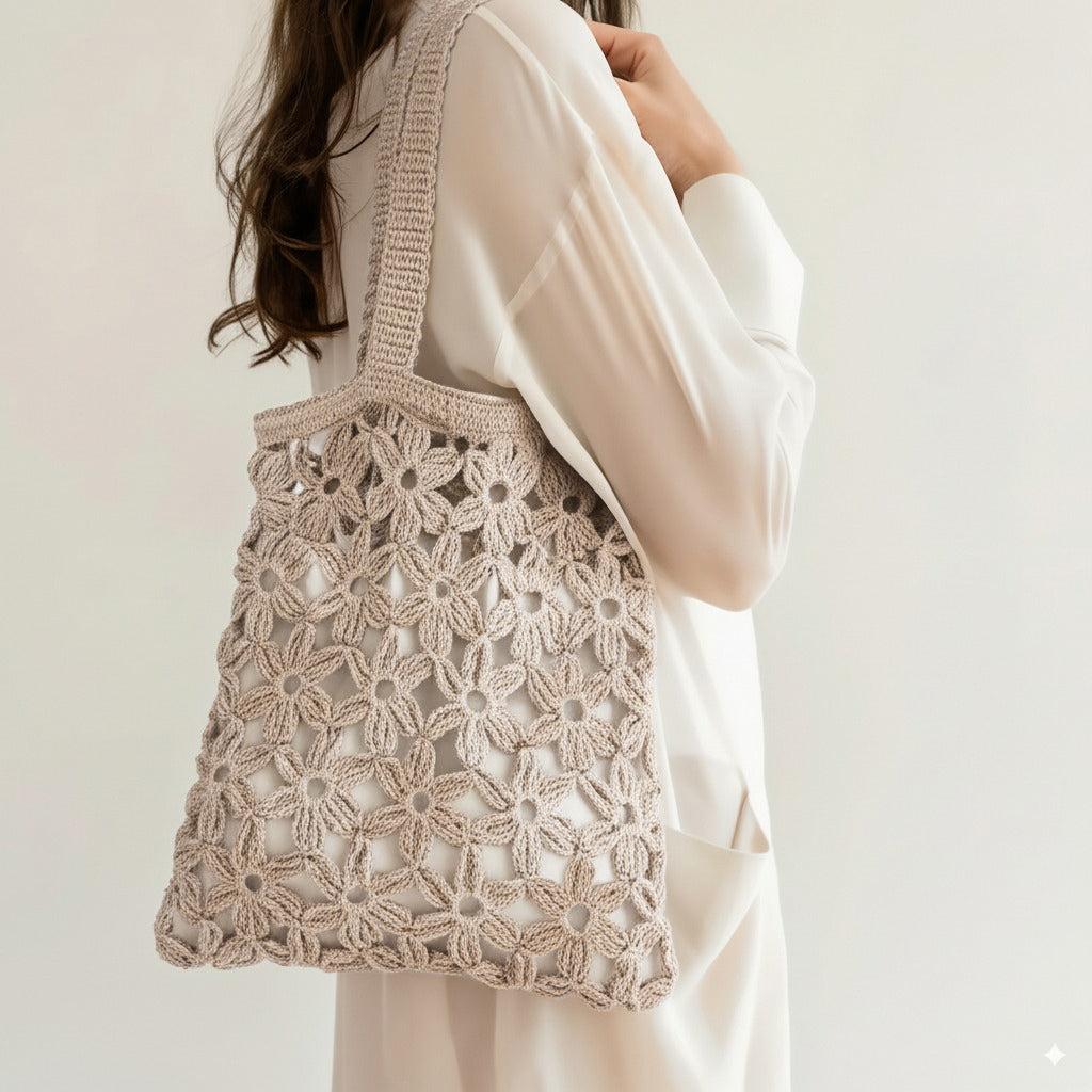 Crochet Flower Tote Bag