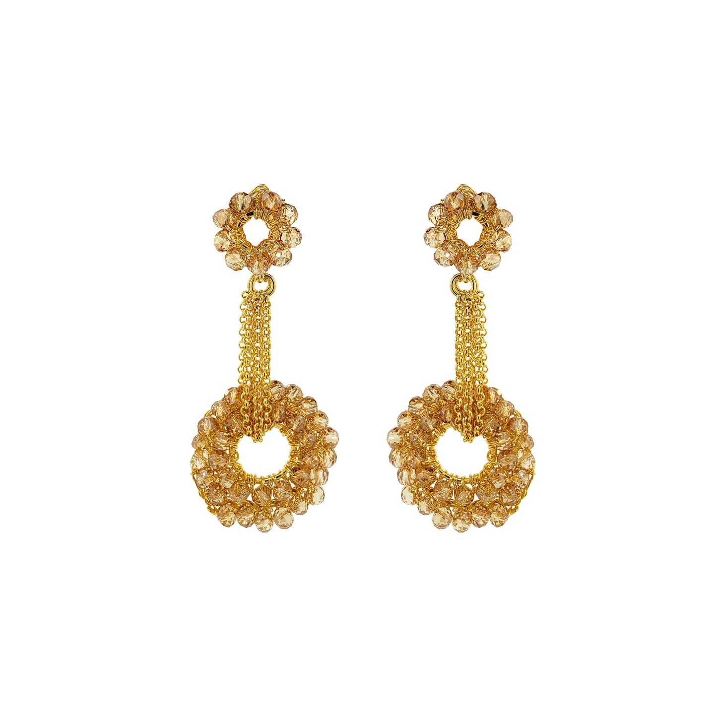 Lightweight crochet dangles with citrine Handmade crochet beaded earrings - 18 karat gold filled copper wire and create a statement look without the weight or bulk! versatile accessories