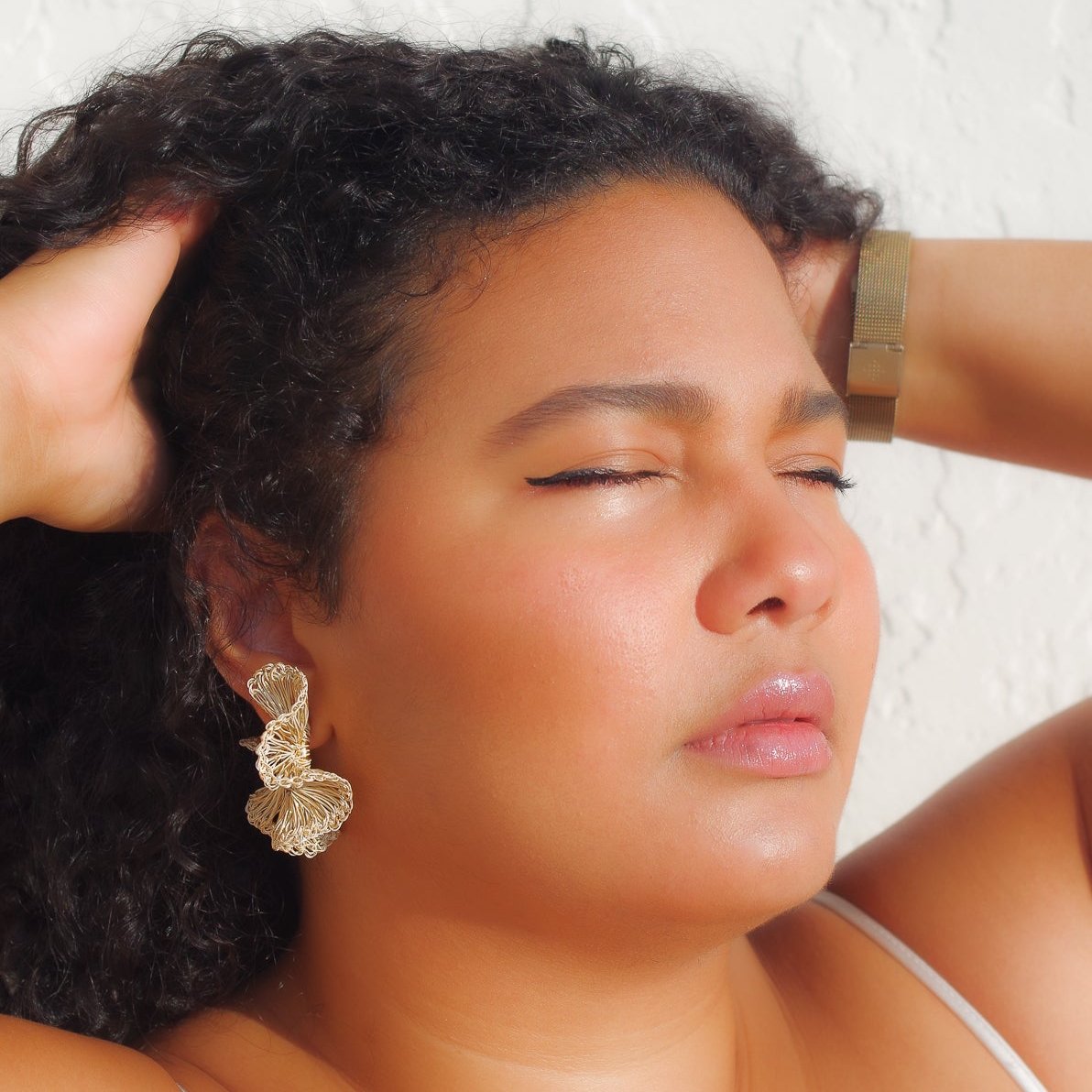 Lightweight ruffled crochet hoops, 18 karat gold filled copper wire and create a statement look without the weight or bulk!