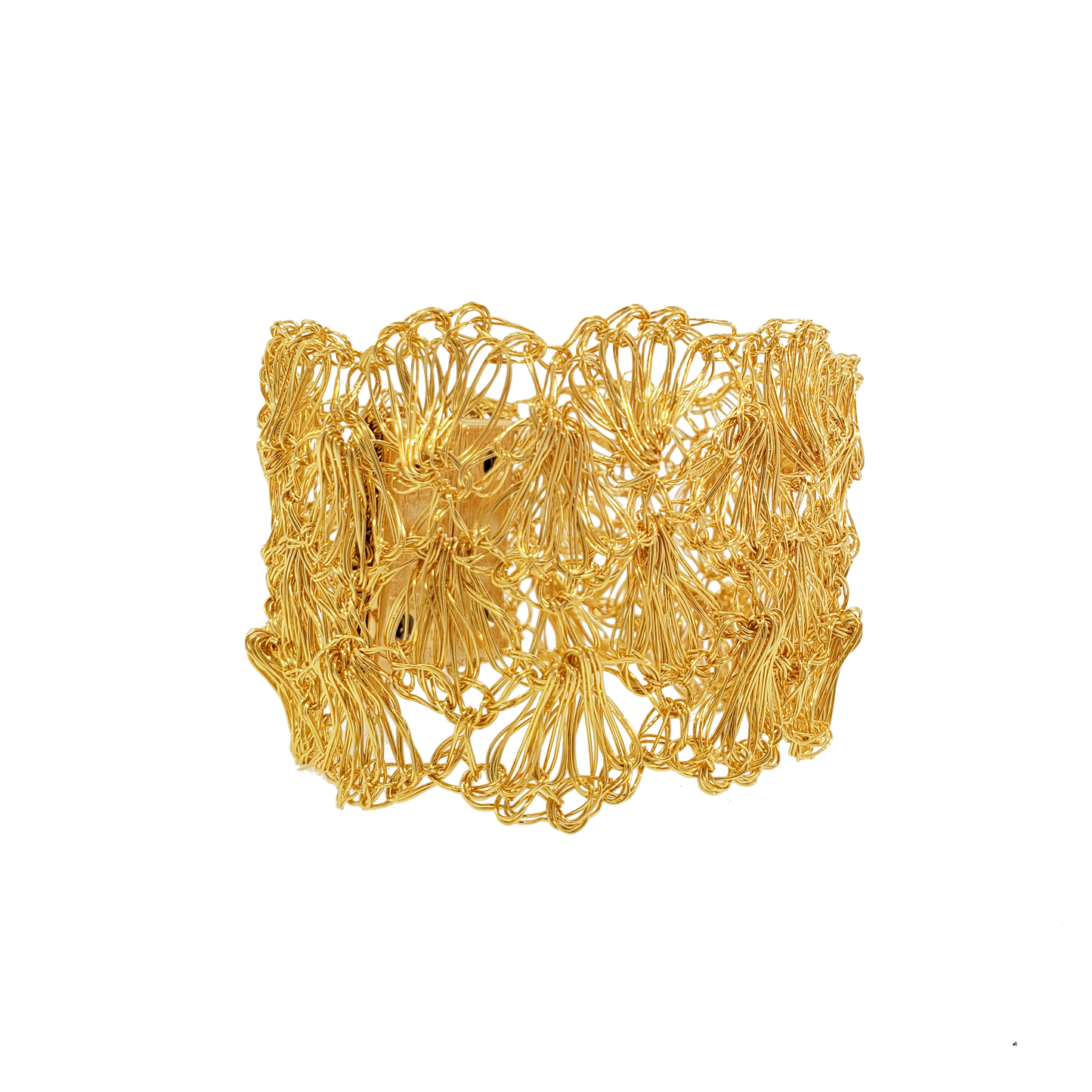 Chunky Crochet Bracelet gold 18k gold plated magnetic closure. Handmade crochet jewelry. Wedding guest jewelry