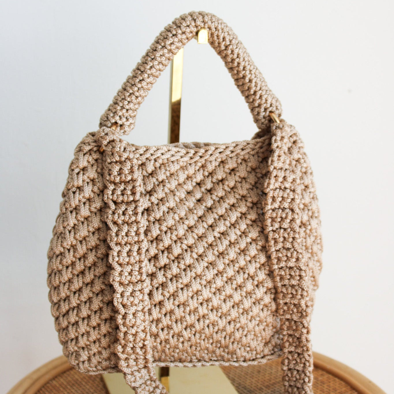 Handmade luxury crochet purse. Handmade bag for her. Light pearl crochet textured handbag with crochet strap. crossbody or shoulder bag. Handmade purse.
