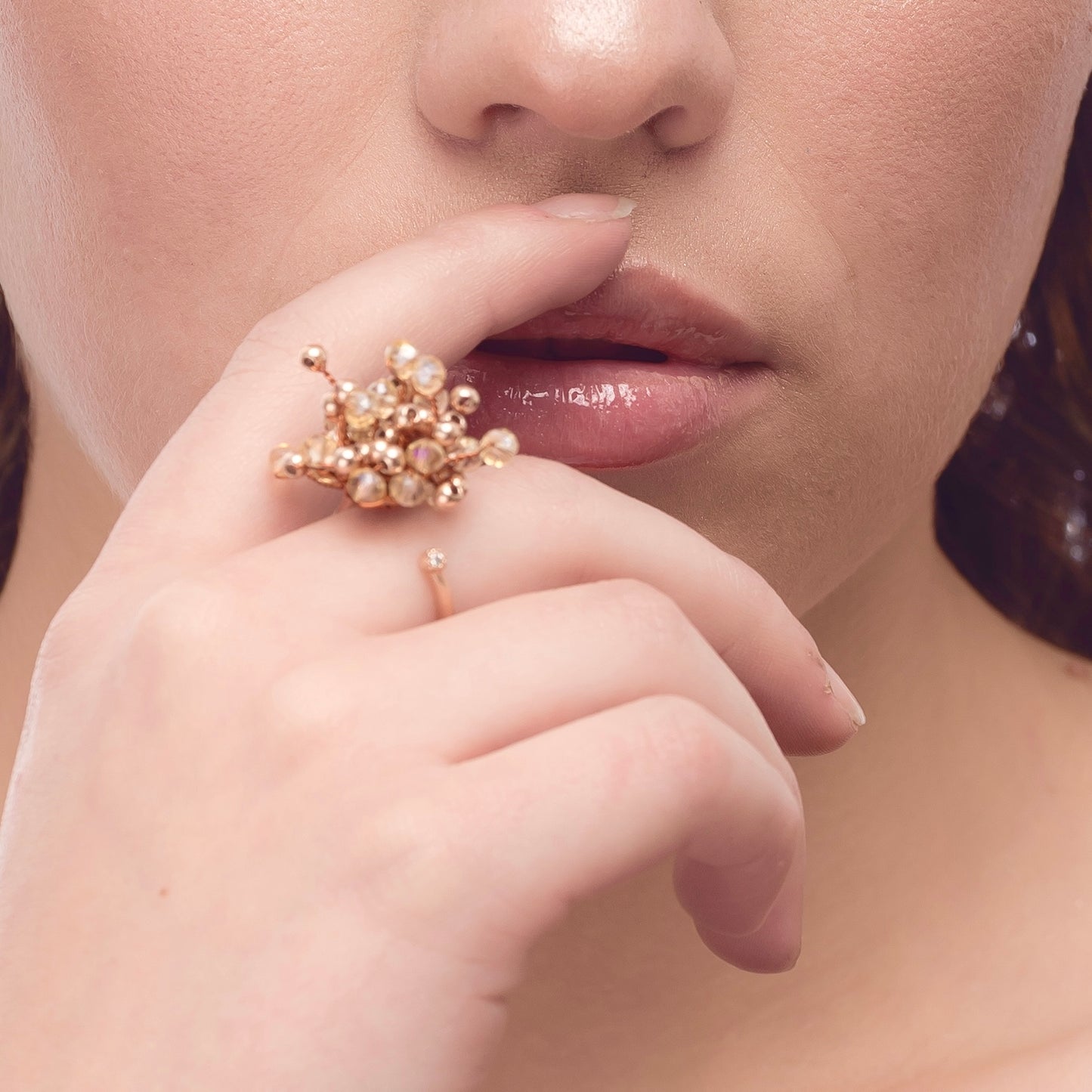 Multi layered, 18 Karat Gold Filled Wire hand-crocheted golden ring. Handmade in brazil