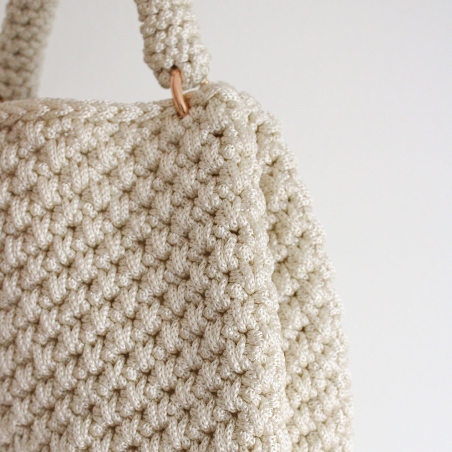 close up of Handmade luxury crochet purse. Handmade bag for her. Pearl crochet textured handbag with crochet strap. crossbody or shoulder bag. Handmade purse.