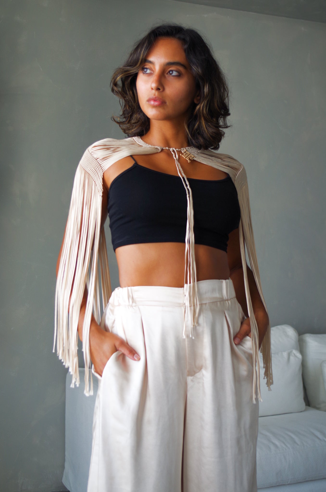 Macrame shoulder Top Cape Dress  Party Wear Boho Top | Festival Top or Rave Outfit