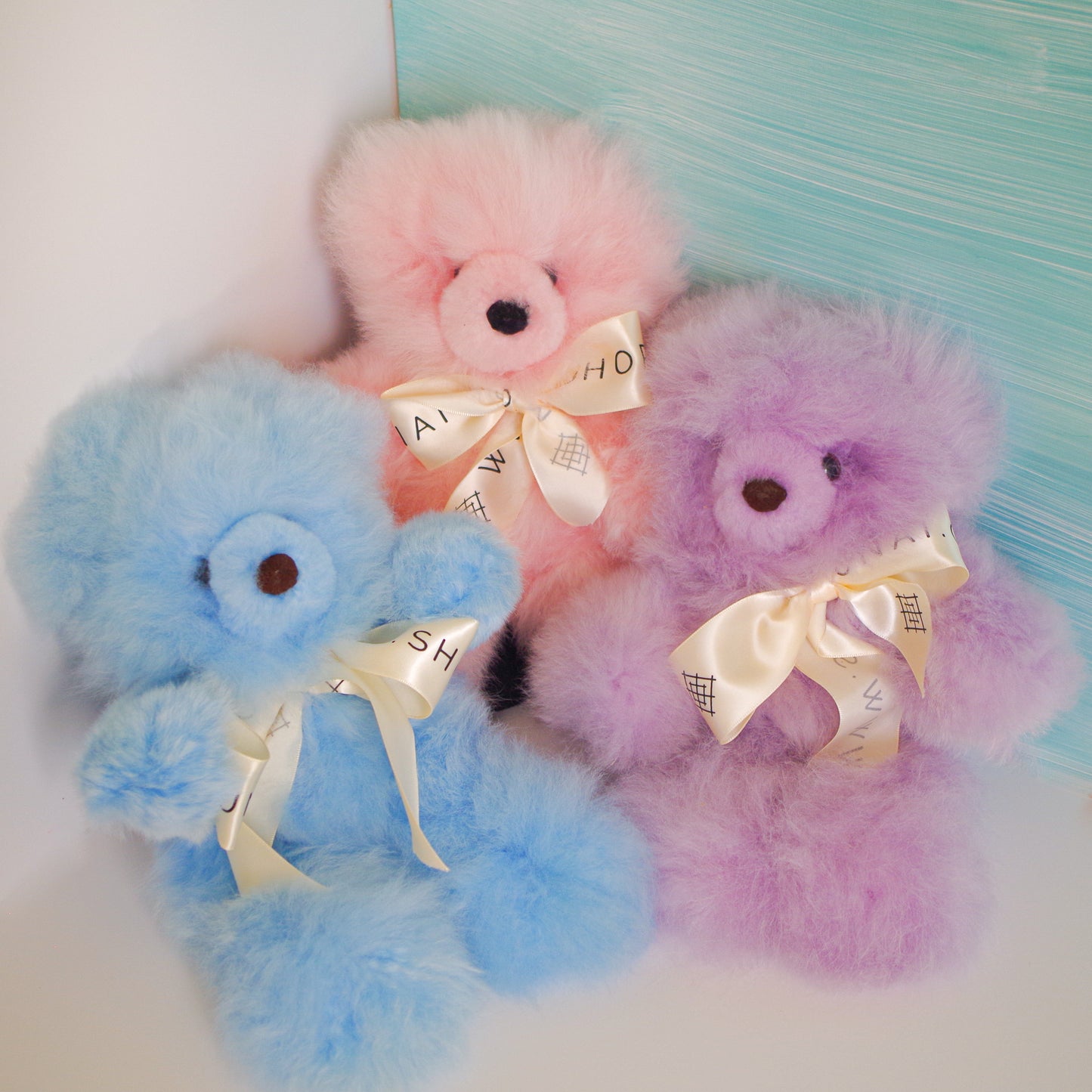 COLORFUL baby alpaca teddy bear  PINK PURPLE & BLUE Soft Alpaca stuffed animals handmade teddy bear/ perfect holiday gift