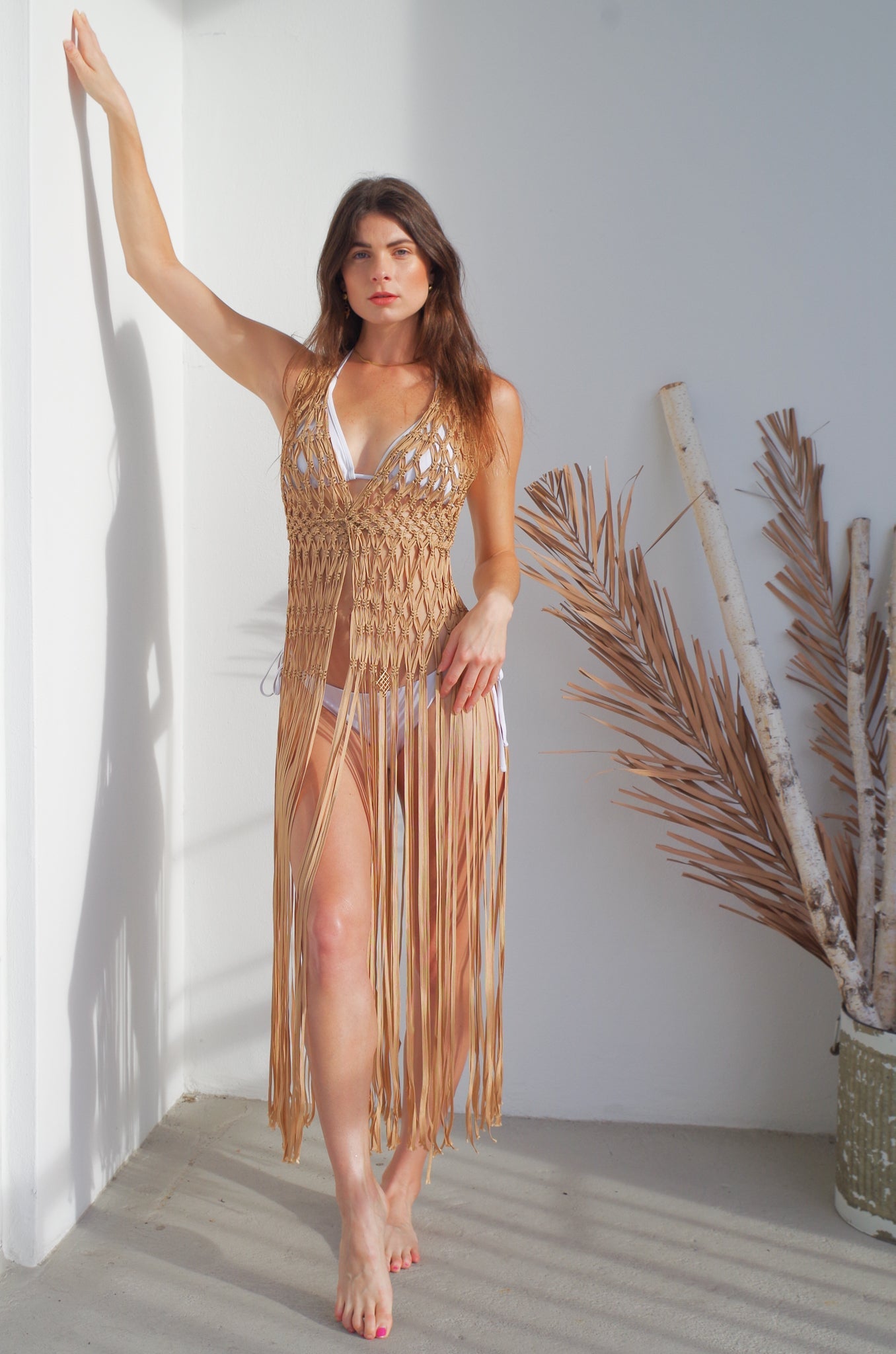 Andreina Macrame Vest, Fringe Beach Cover Up, Layering Piece – Munai