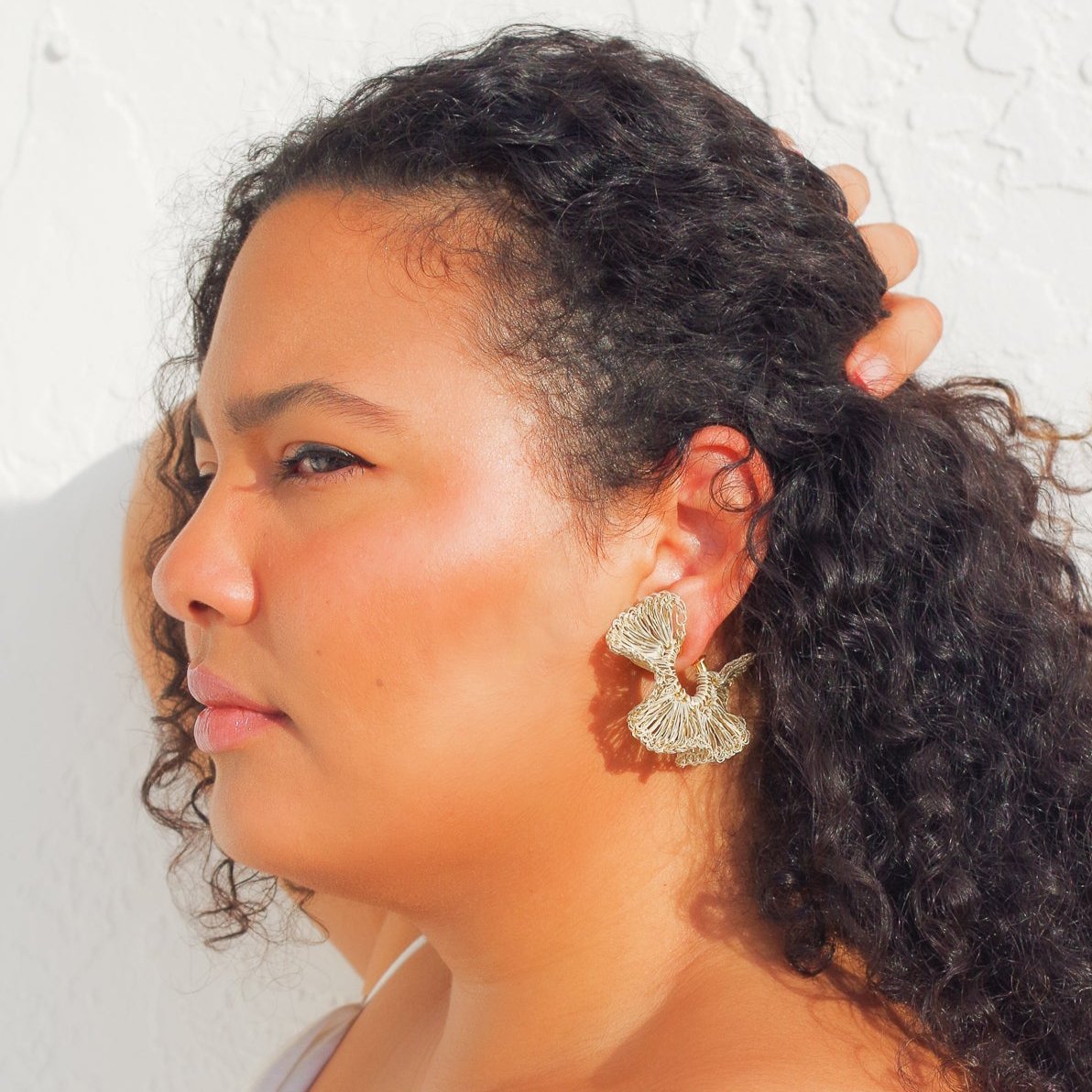 Lightweight ruffled crochet hoops, 18 karat gold filled copper wire and create a statement look without the weight or bulk!