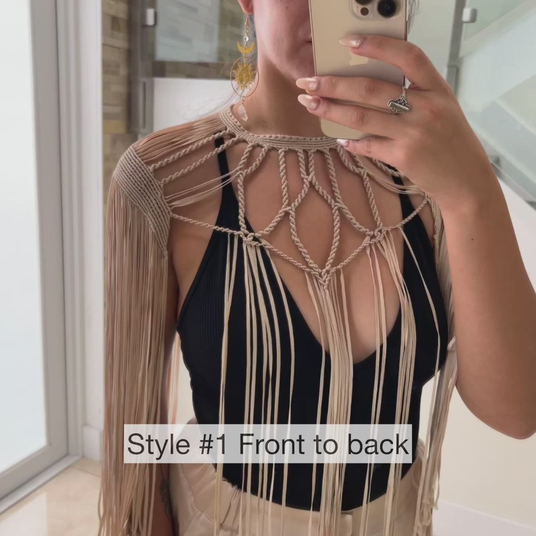 Macrame shoulder Top Cape Dress  Party Wear Boho Top | Festival Top or Rave Outfit