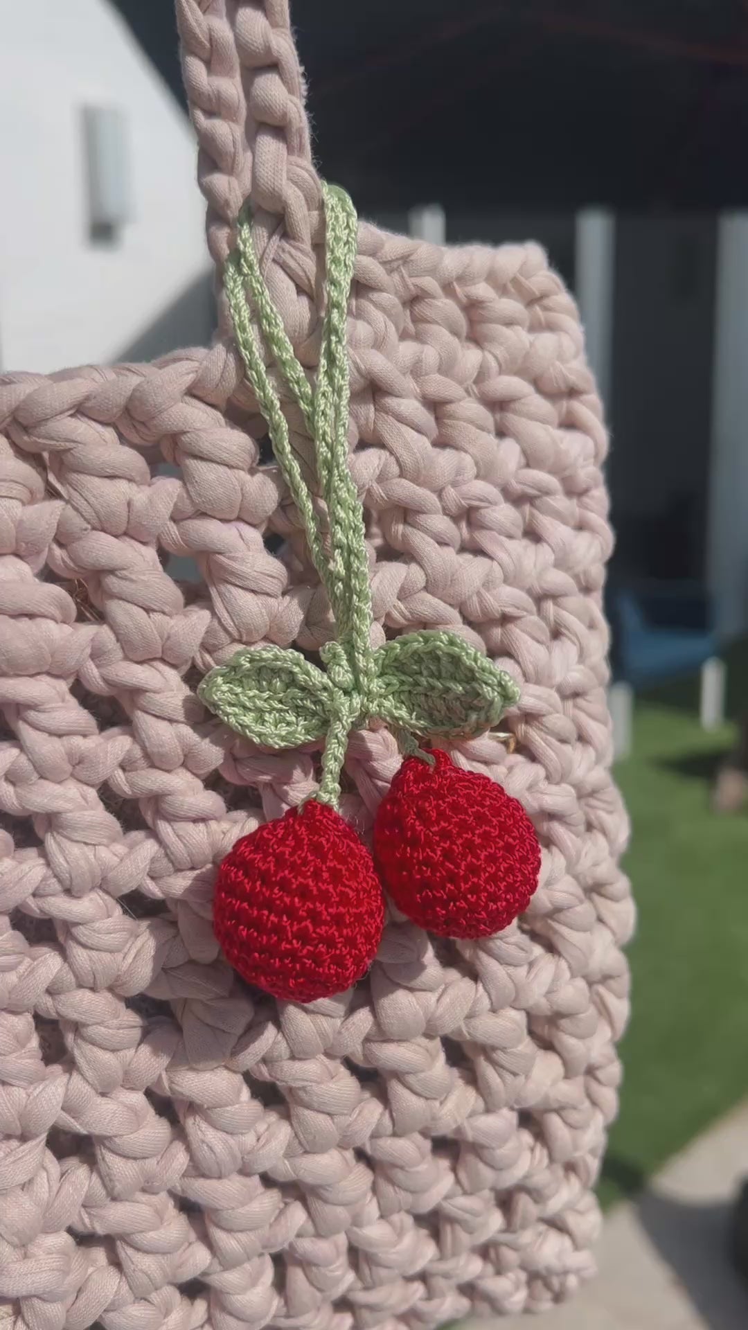 Cherry Fruit Crochet Bag Charm