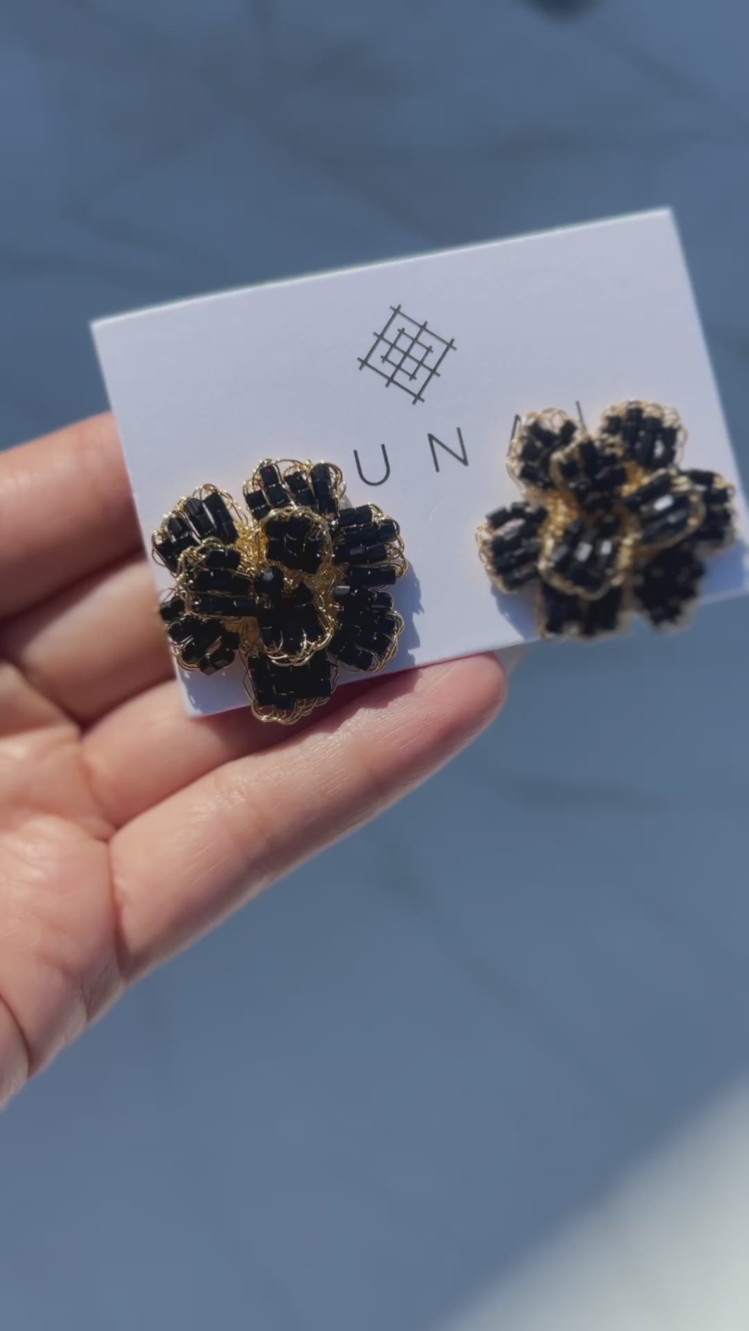 Blossom black bead earrings