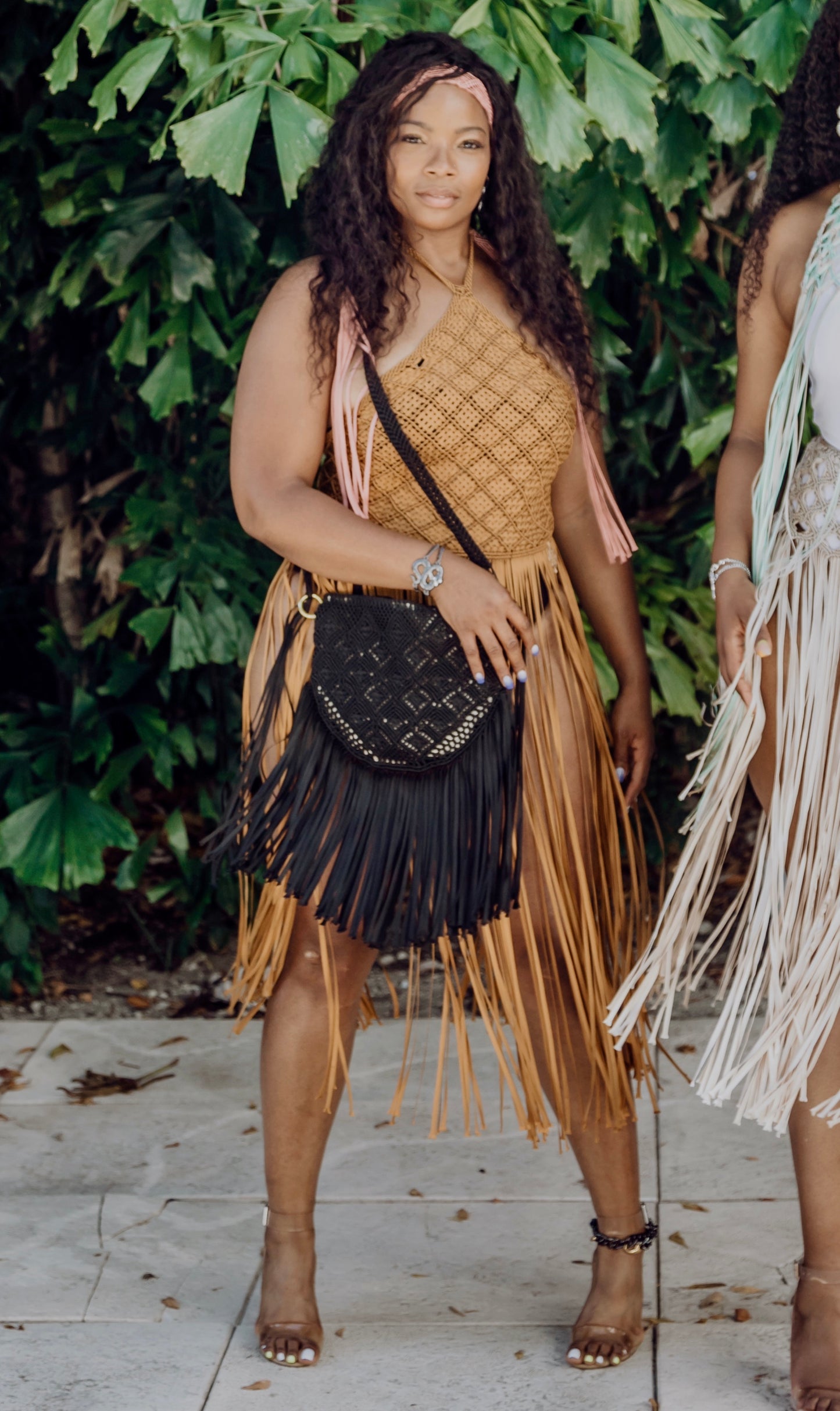 Boho macrame bag with fringes. Spacious handmade Travel bag perfect for festivals