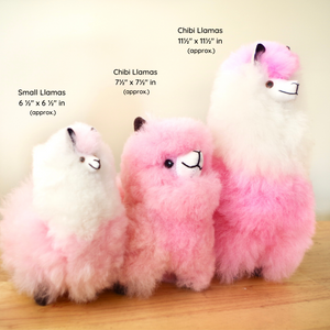 Llama plushie for home decor or gift. Medium size 12" in. Made with 100% alpaca wool. Made by Bolivian and Peruvian artisans. Colors Available: pink, white, beige, purple. Adult or children gift