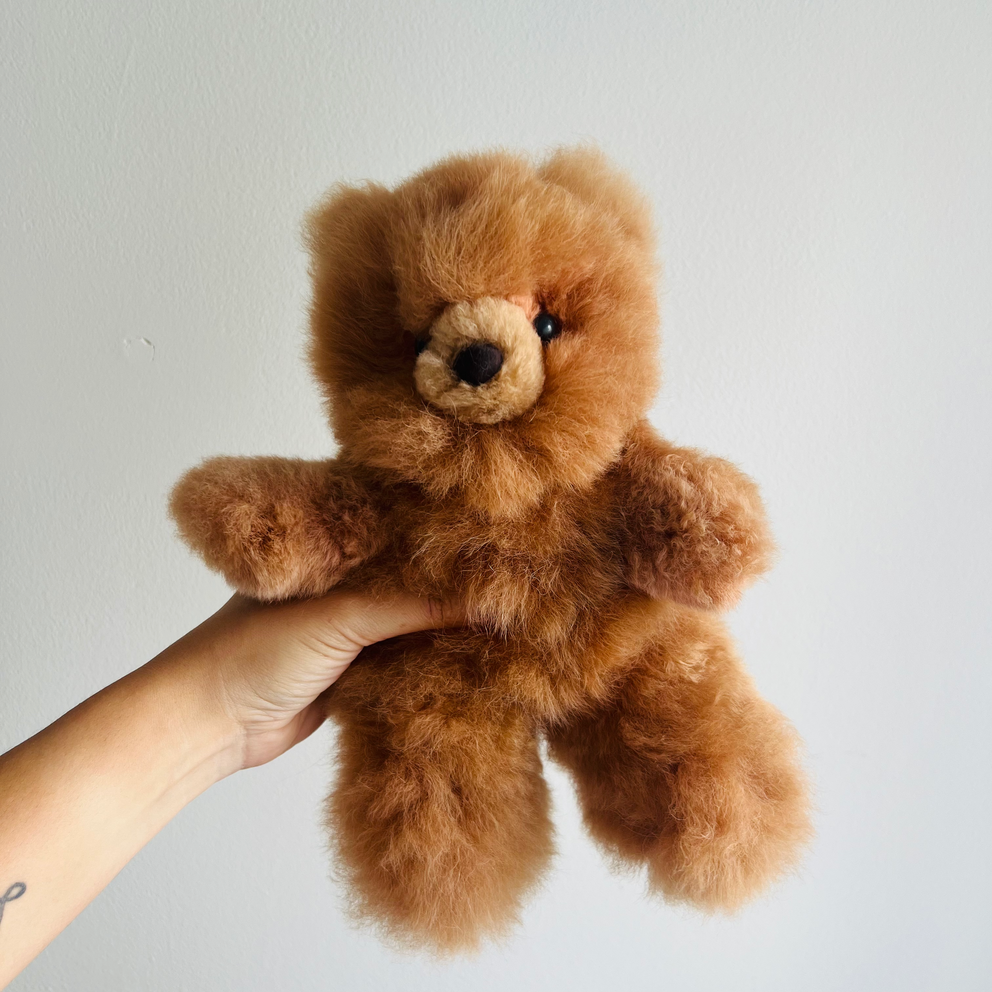 Fluffy Alpaca Teddy Bear / 12" in CARAMEL ultra soft teddy bear plushie / Hypoallergenic Alpaca Fur toy