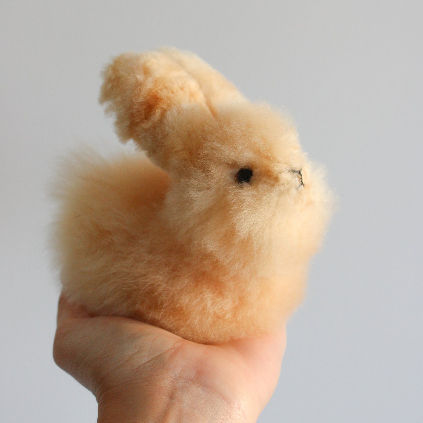 Cute fluffy Bunny keychains in beige  - Bag charms or leychains. Alpaca fur Bunny plushie