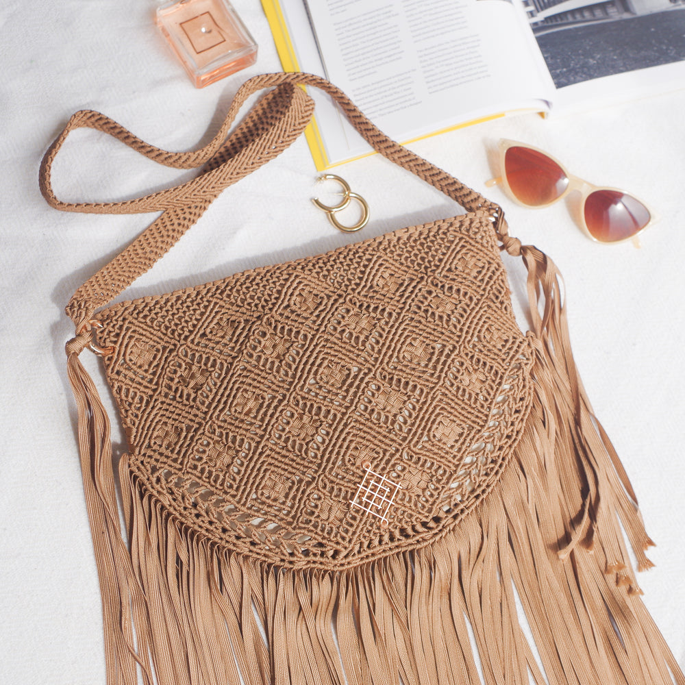 
                      
                        Boho macrame bag with fringes. Spacious handmade Travel bag perfect for festivals
                      
                    