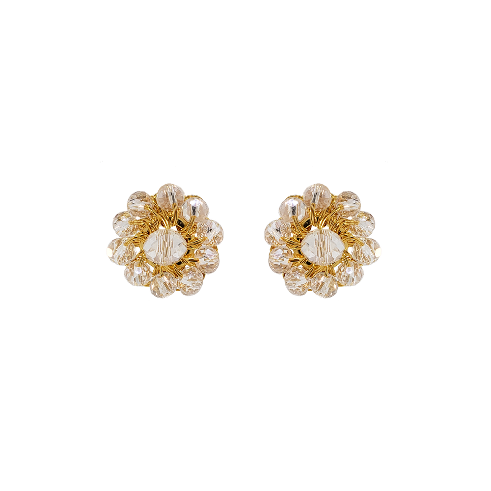 
                      
                        Clear crystal stud earrings. 18 karat gold filled copper wire crochet handmade earrings. Stud comfortable earrings day to day use
                      
                    