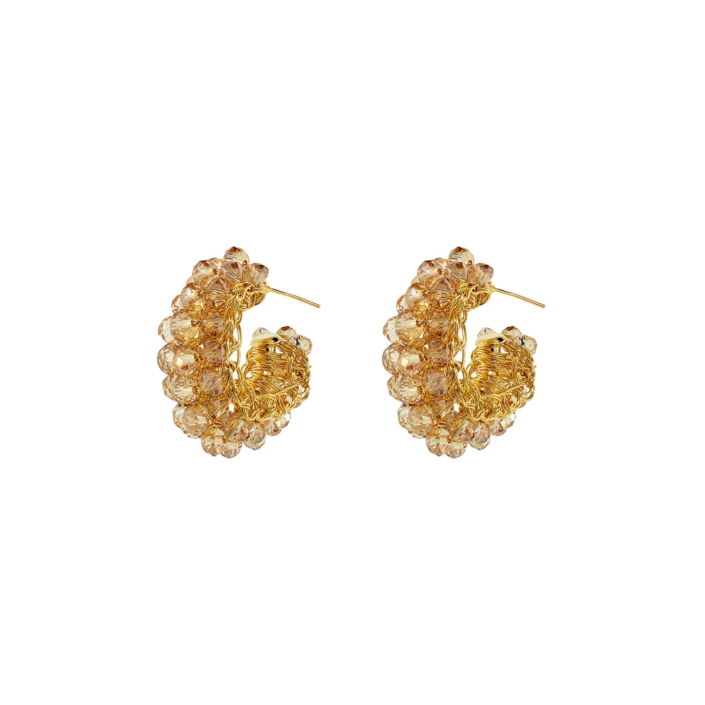 Chunky Crochet Hoop Earrings | Citrine