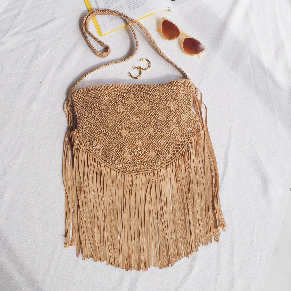 
                      
                        Boho macrame bag with fringes. Spacious handmade Travel bag perfect for festivals
                      
                    