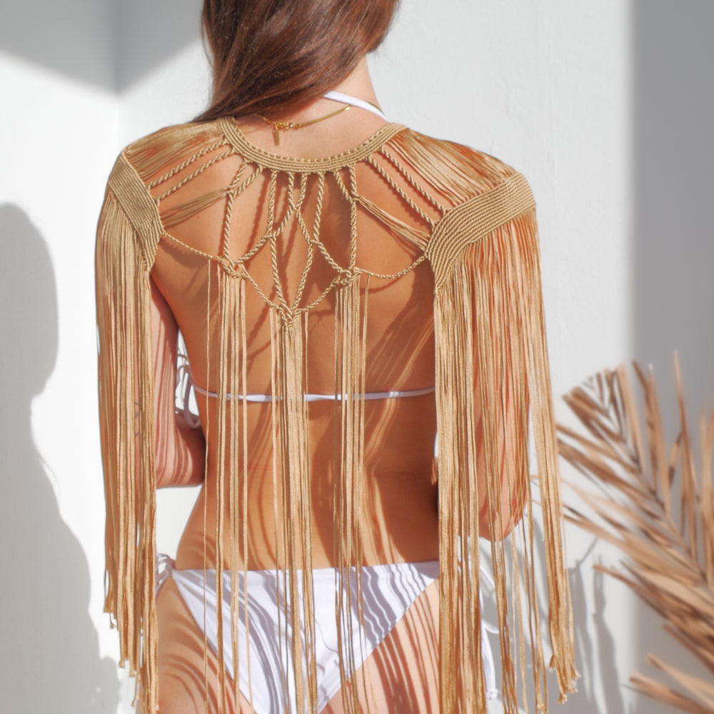 
                      
                        Macrame shoulder Top Cape Dress  Party Wear Boho Top | Festival Top or Rave Outfit
                      
                    
