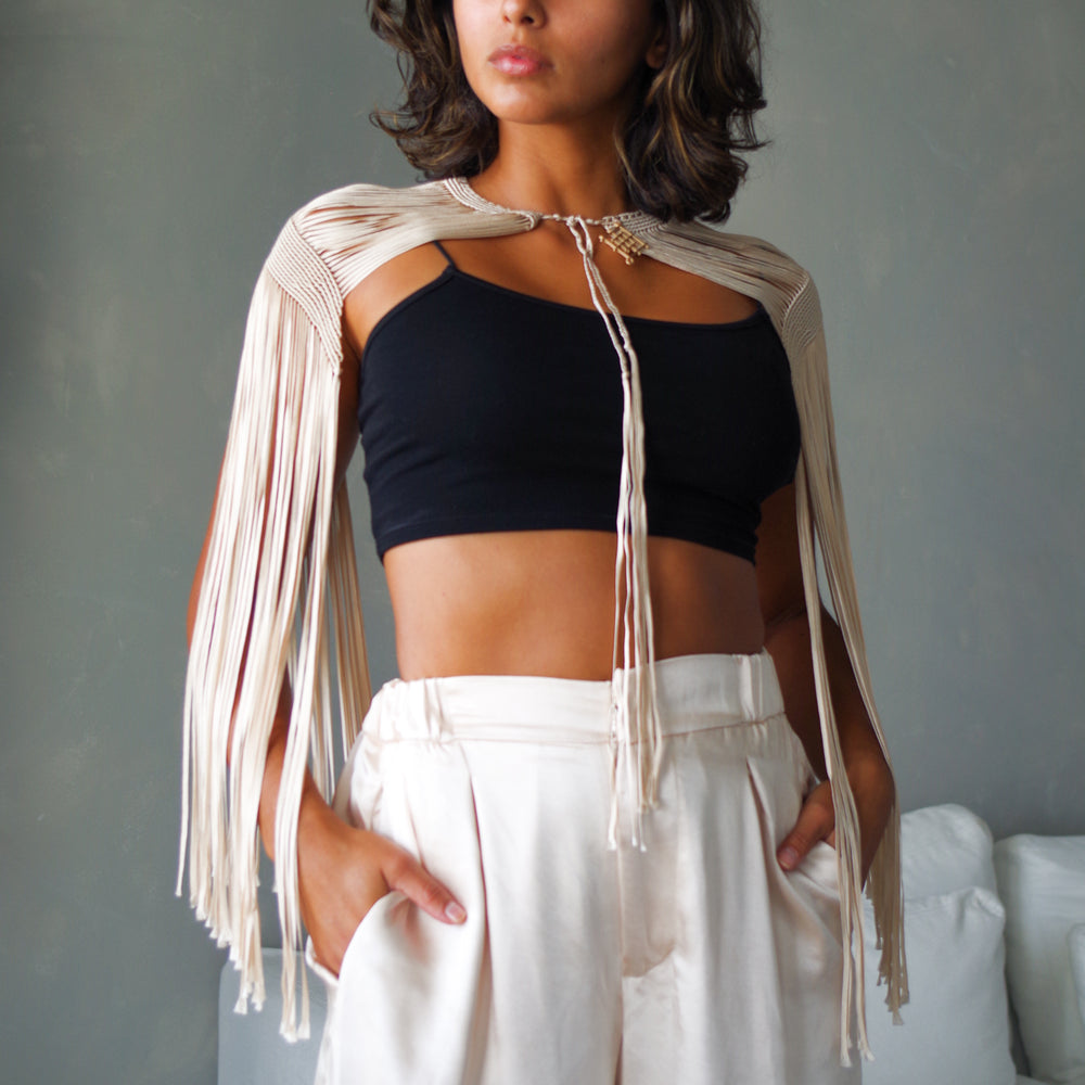 
                      
                        Macrame shoulder Top Cape Dress  Party Wear Boho Top | Festival Top or Rave Outfit
                      
                    