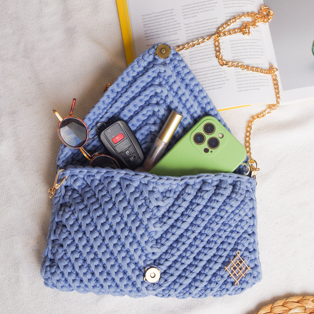
                      
                        Small Crochet Envelope Crossbody handmade Bag. Envelope Crochet evening clutch 
                      
                    