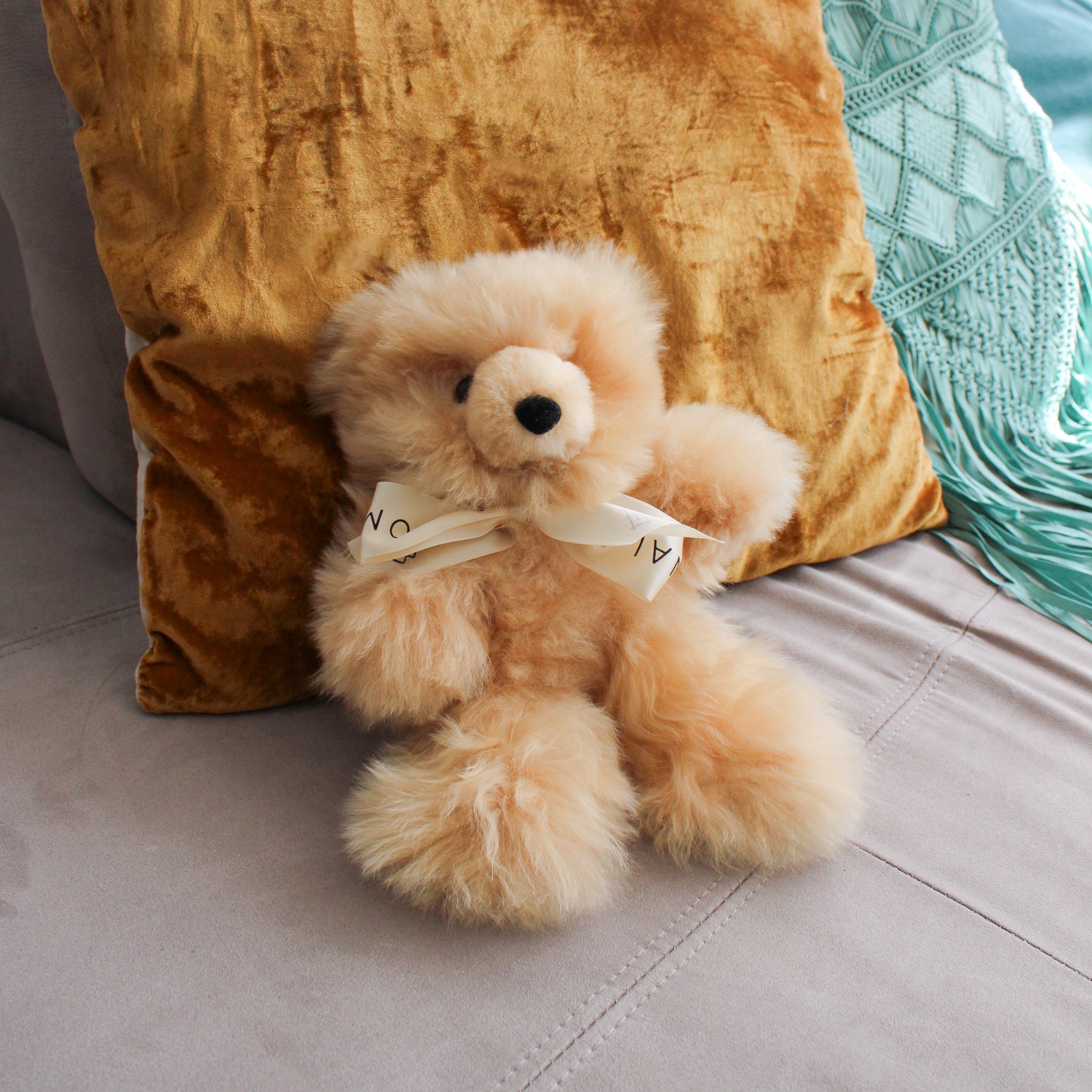 Alpaca Fur Teddy Bear – 100% Real Wool Artisanal Plushie – Munai