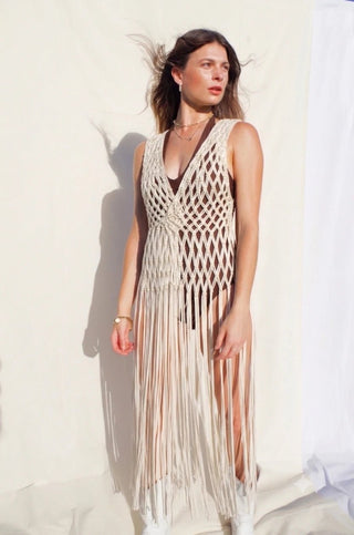 Andreina Boho Vest | Macrame Beach Cover Up - Munai