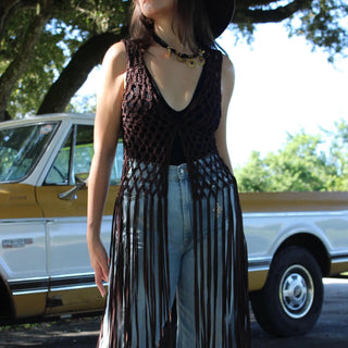 Andreina Boho Vest | Macrame Beach Cover Up - Munai