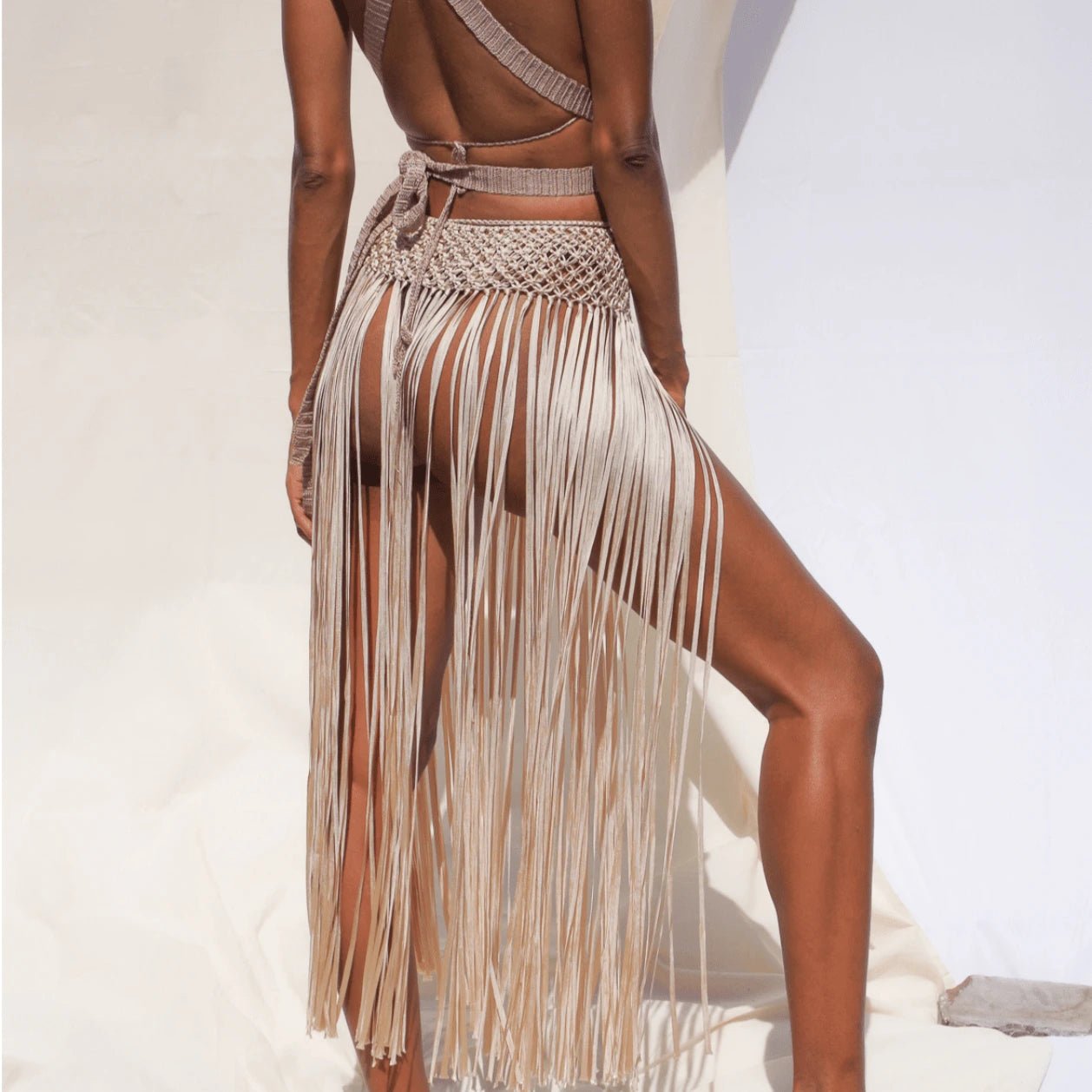 Anya Macrame Fringe Beach Skirt - Munai