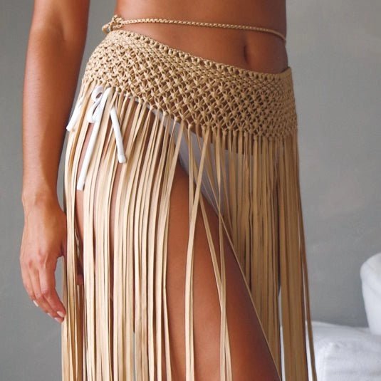 Anya Macrame Fringe Beach Skirt - Munai