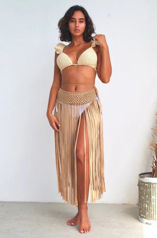 Anya Macrame Fringe Beach Skirt - Munai