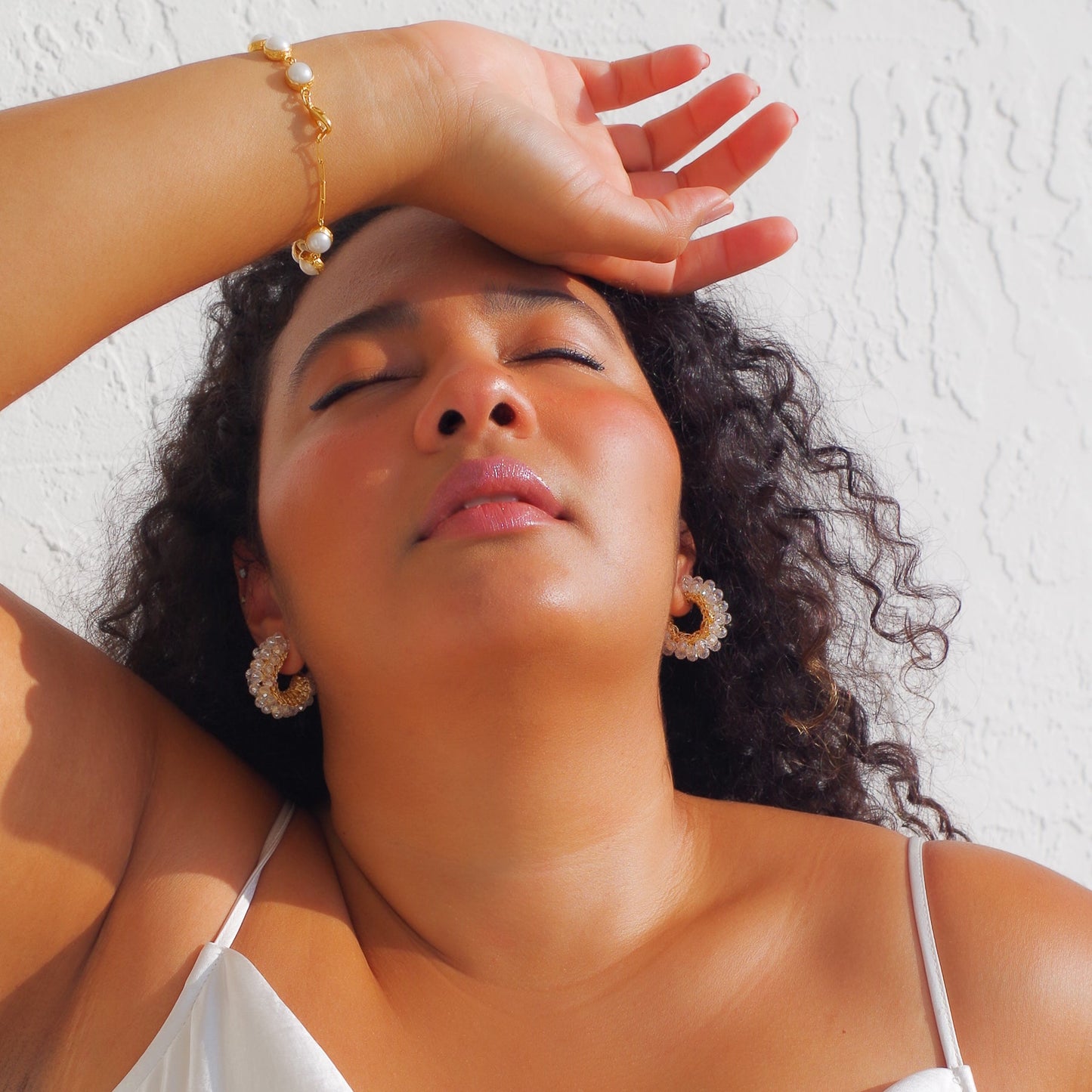 Chunky Crystal Wired Crochet Mini Hoop Earrings - Munai