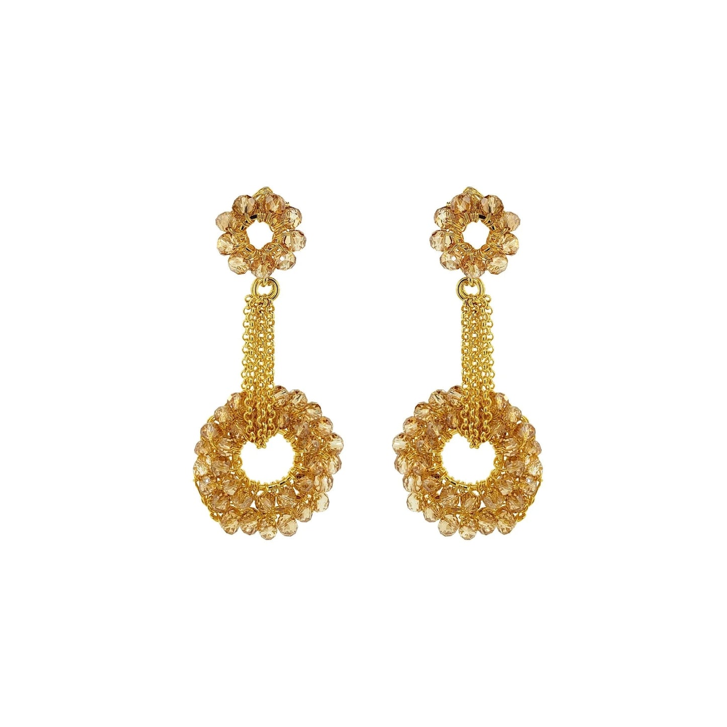 Circle Crochet Dangles | Beaded earrings with Citrine - Munai