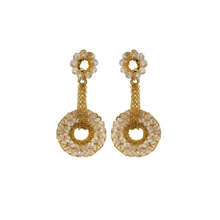 Circle Crochet Dangles | Beaded earrings with Clear Quartz - Munai