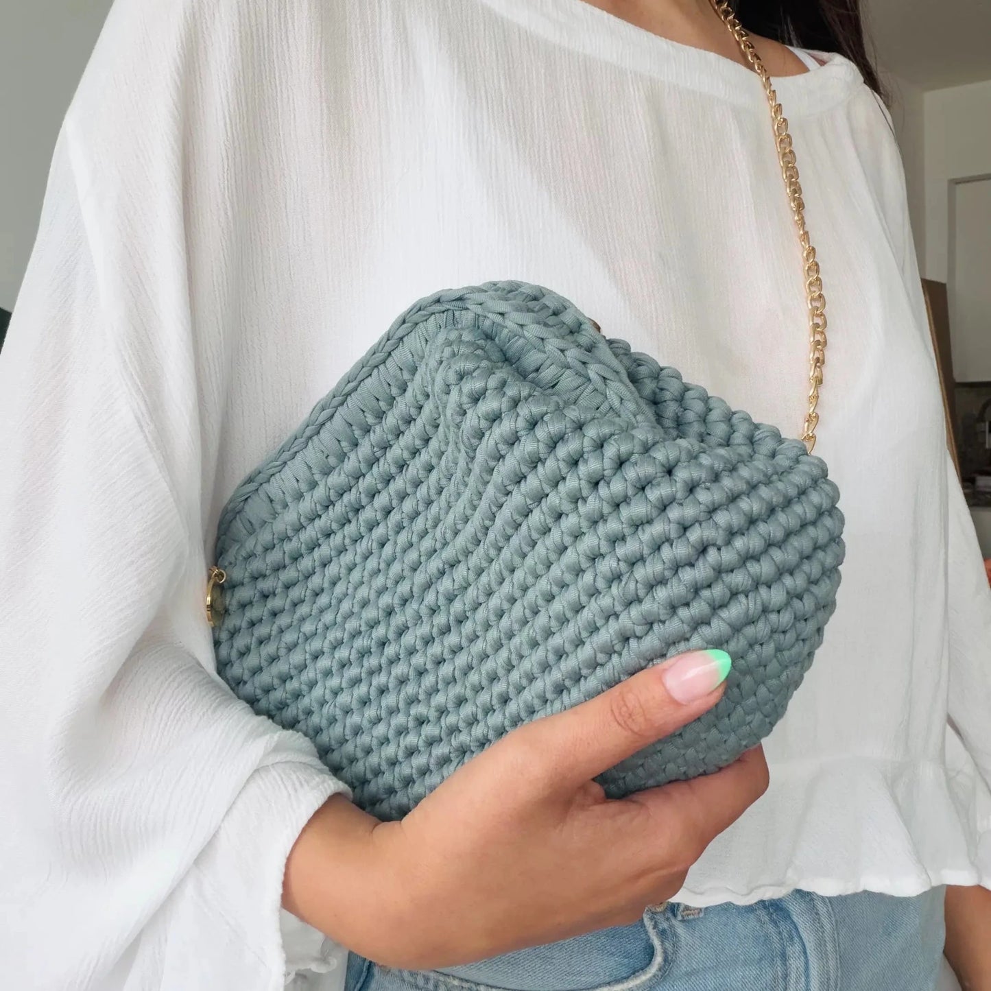Crochet Crossbody Clutch - Handmade Versatile Pouch Bag - Munai