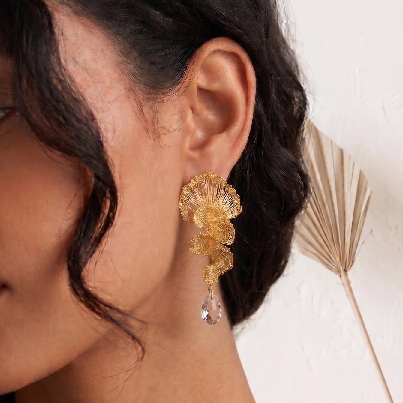 Ella Wired Crochet Earrings With Crystals - Munai