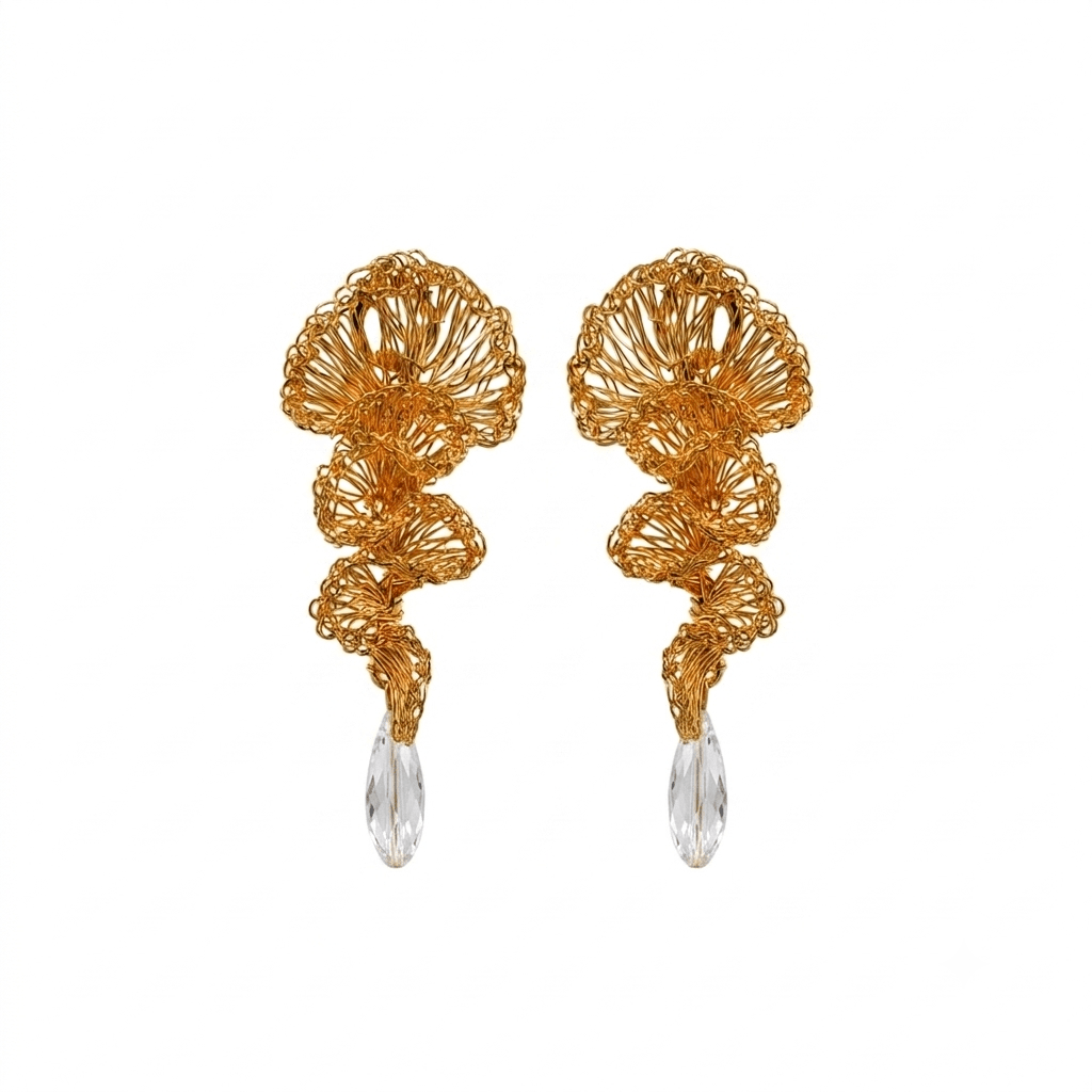 Ella Wired Crochet Earrings With Crystals - Munai